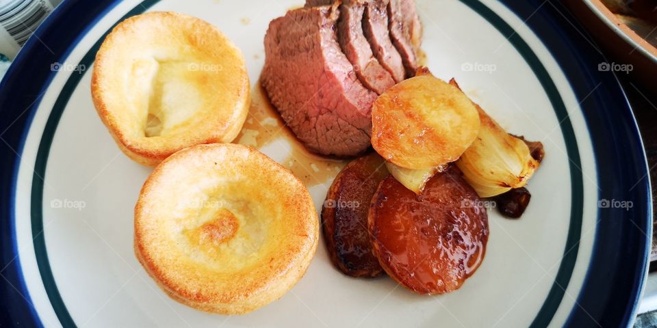 Roast Beef, potato and Yorkshire pudding