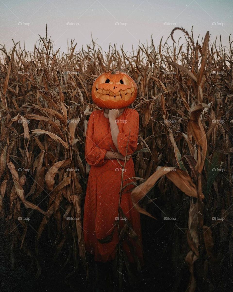 funny woman, nice pumpkins, what doing here