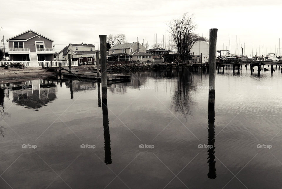 Calm fishing village reflected in the bay!