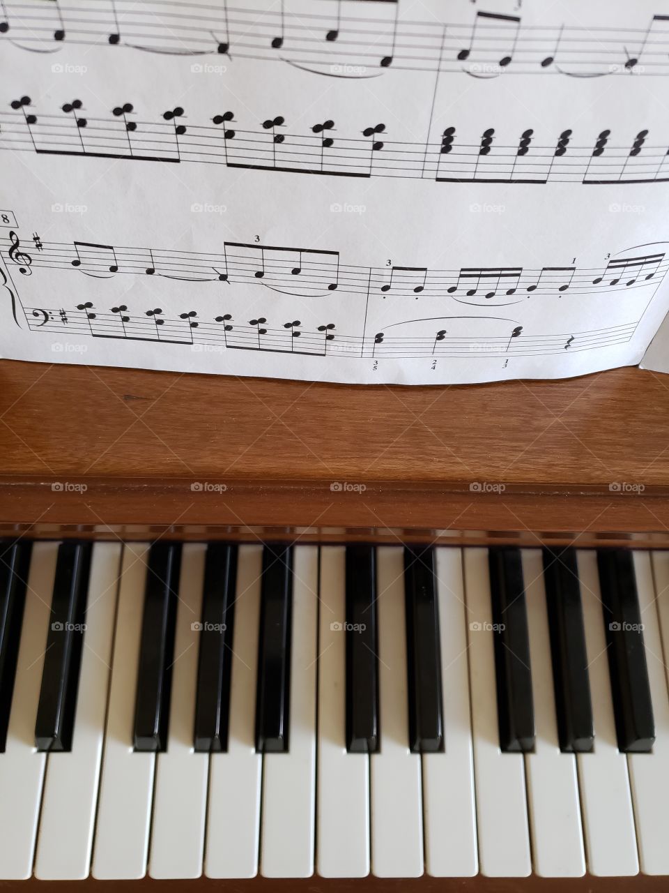 Piano music and keys