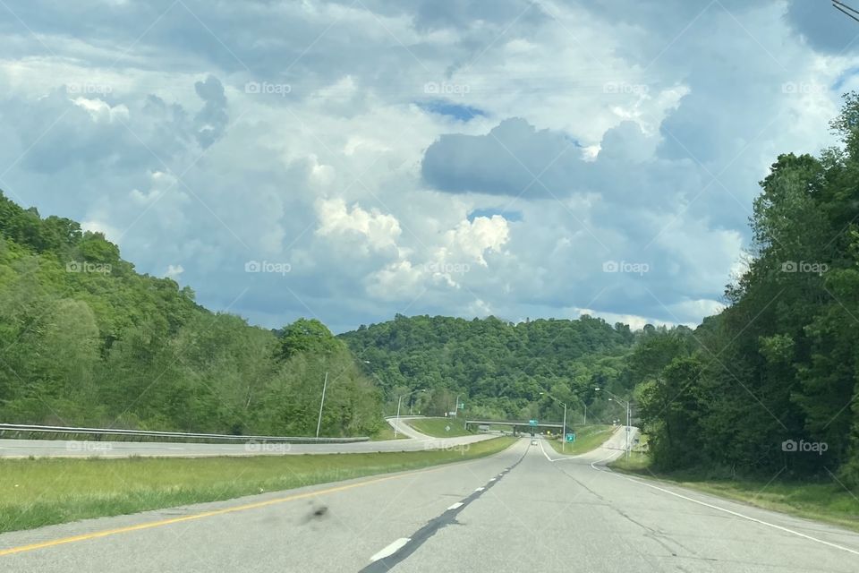 Horizontal colorful sky and highway