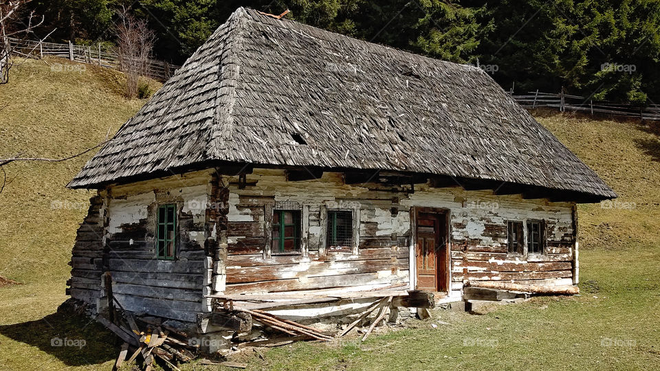 An old and abandoned house in a rural area this April in Romania.