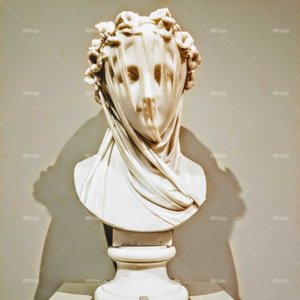 Marble Veiled Bust of a Woman