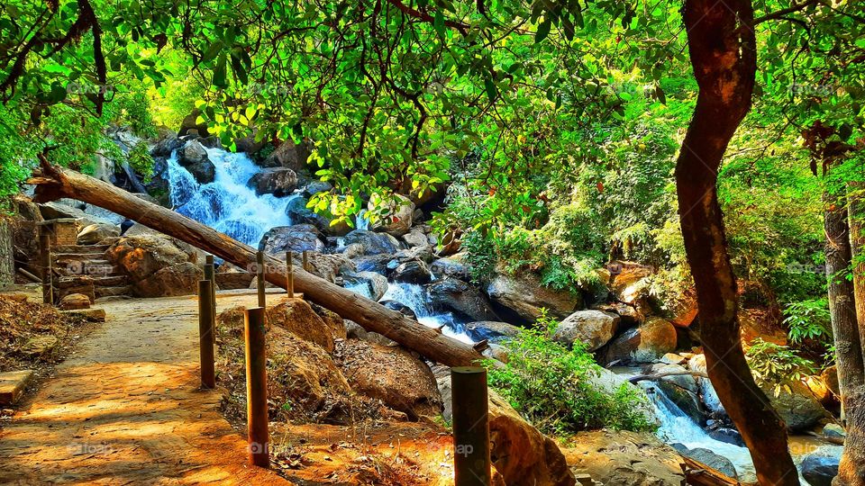 millstone waterfall,waterfall,millstone,rocks,trees,path,spring,nature,water,stones,Bravo valley