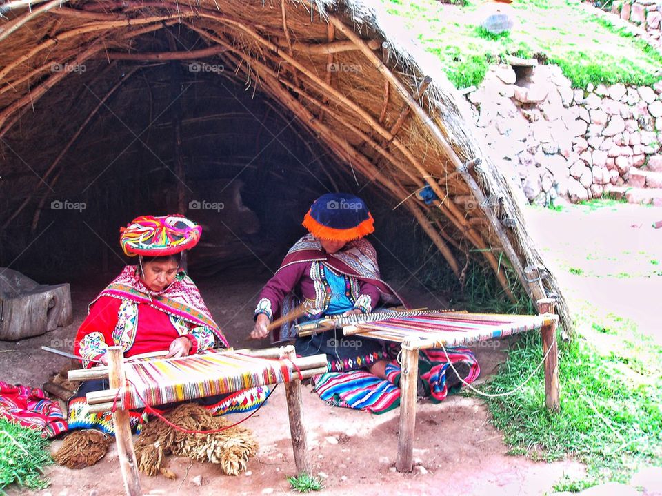 Traditional women weaving