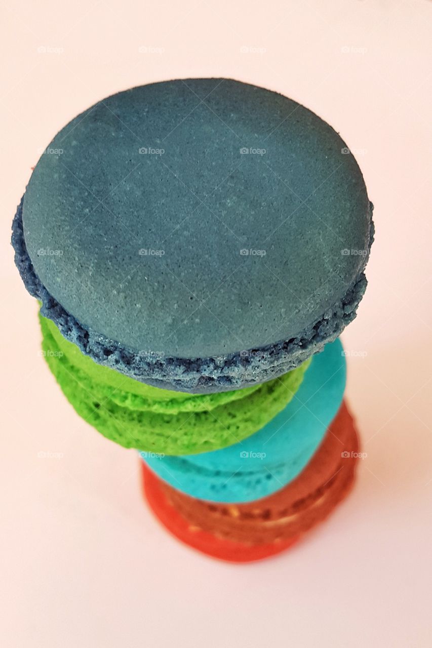 stack of colored macarons