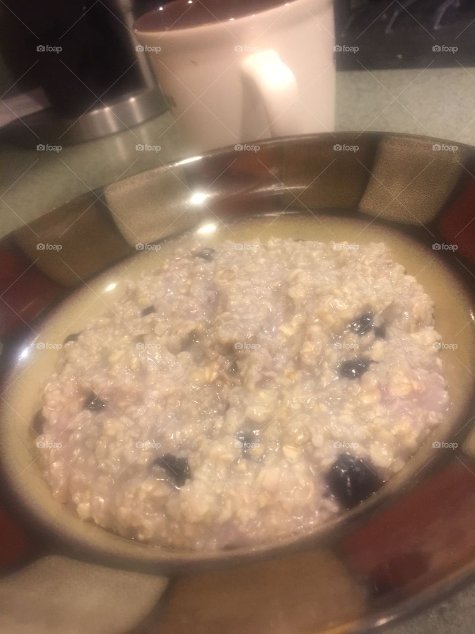 Morning rituals oatmeal with blueberries