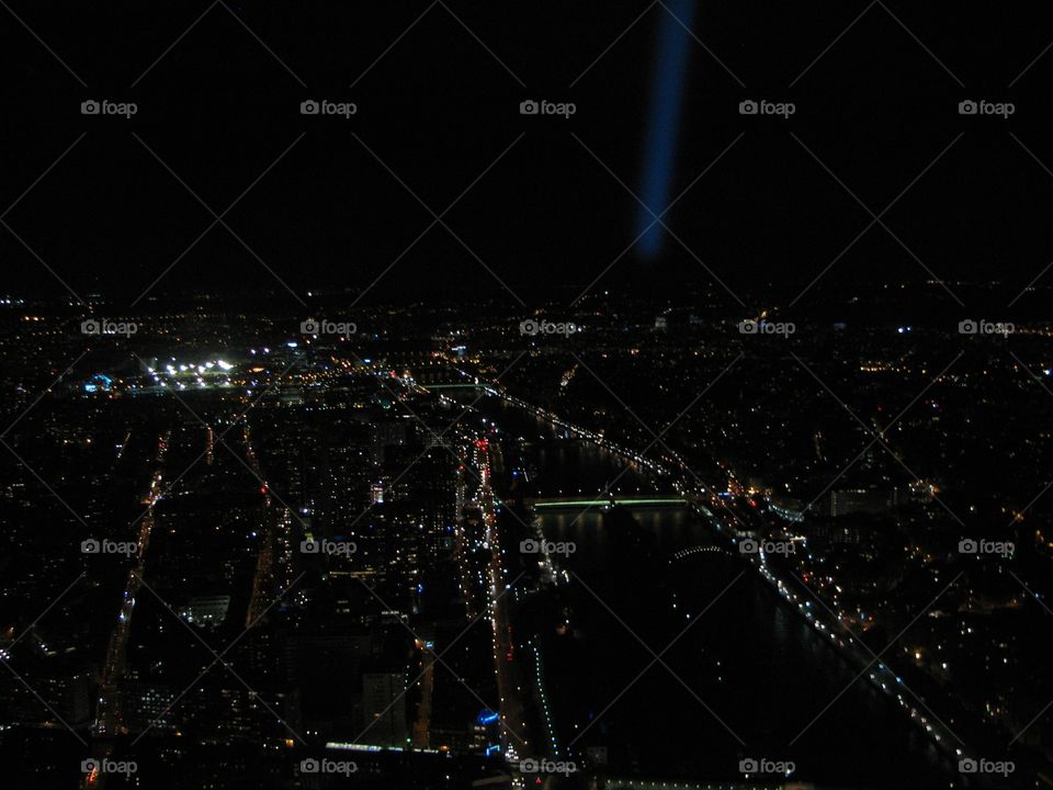 Paris night view from the Eiffel Tower. Paris France