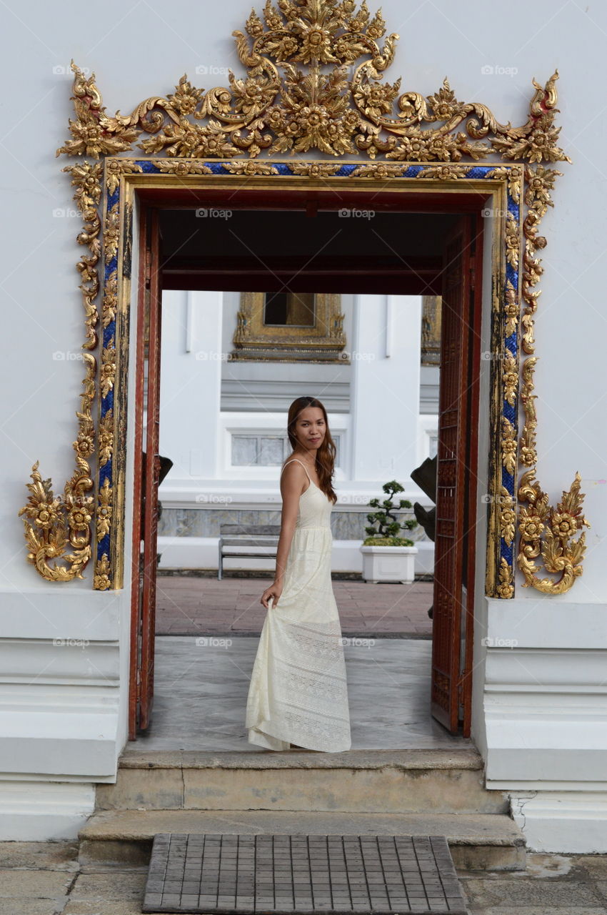 woman in Buddhist temple