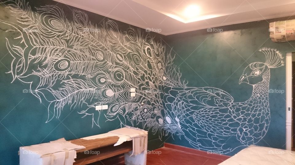 paint wall peacock