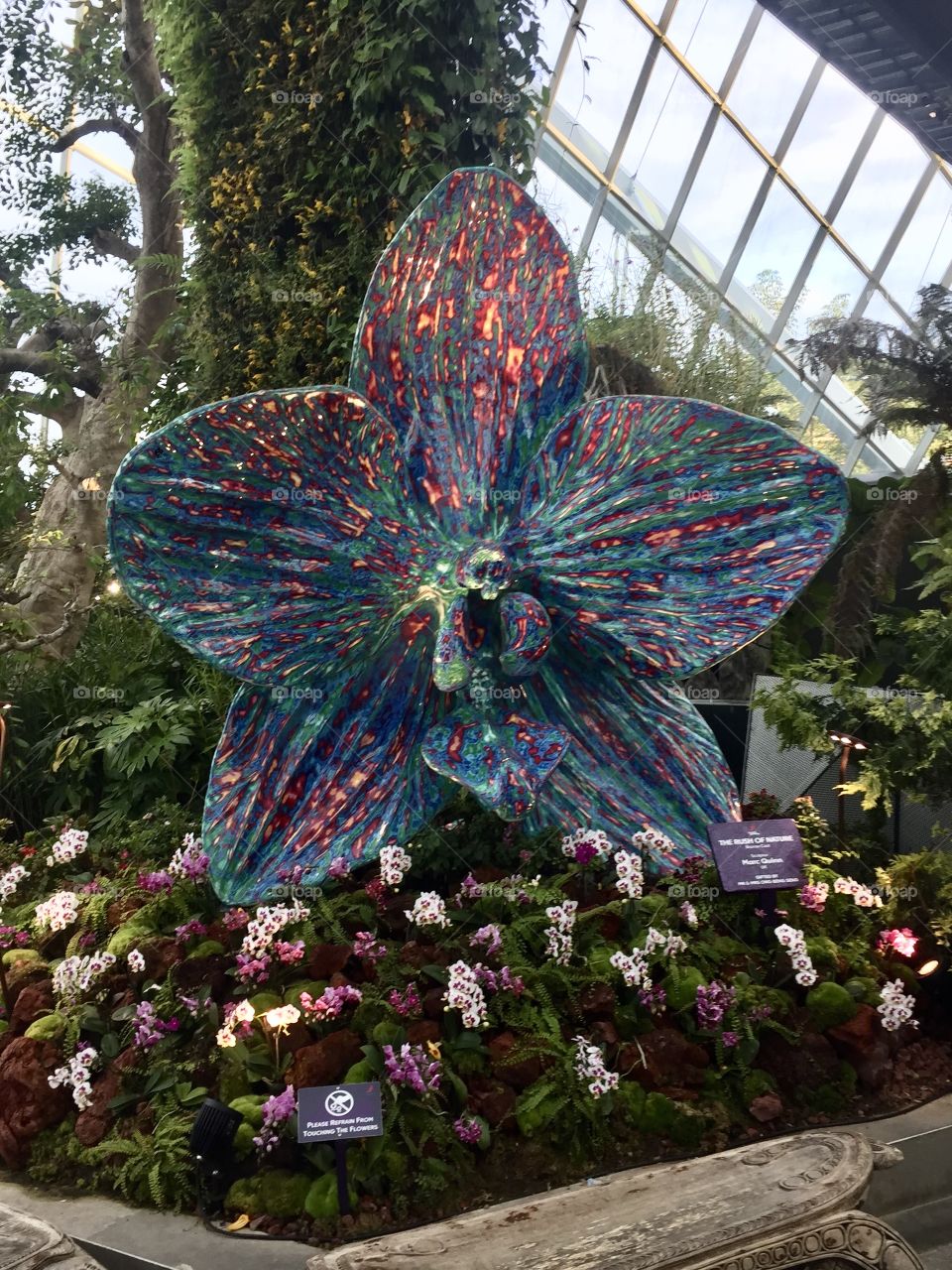Colorful flower statue