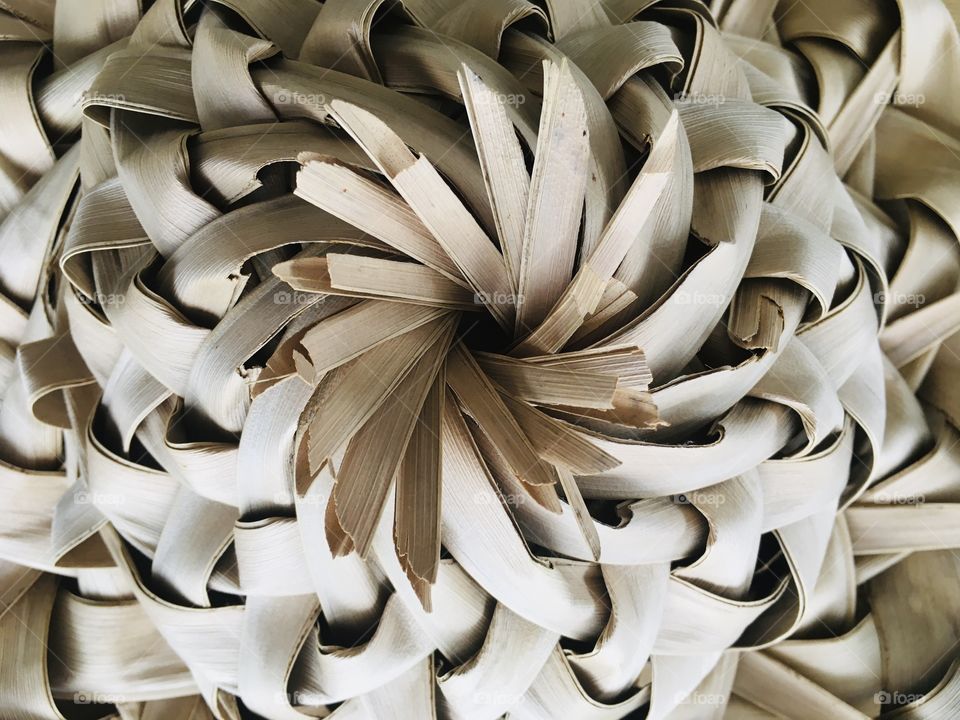 Up close beach hat. Made in St Lucia. I love the hard, crisp textures bound together in a swirling, platted motion creating an added element of smoothness.