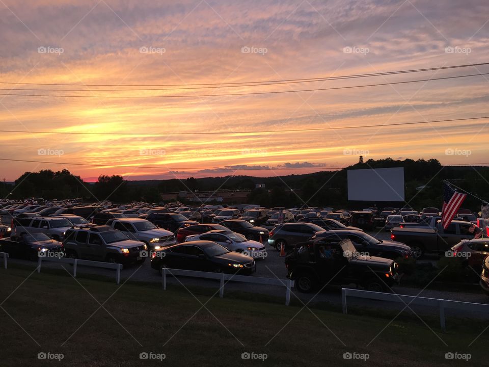 Enjoying the sunset while waiting for outdoor movie to start