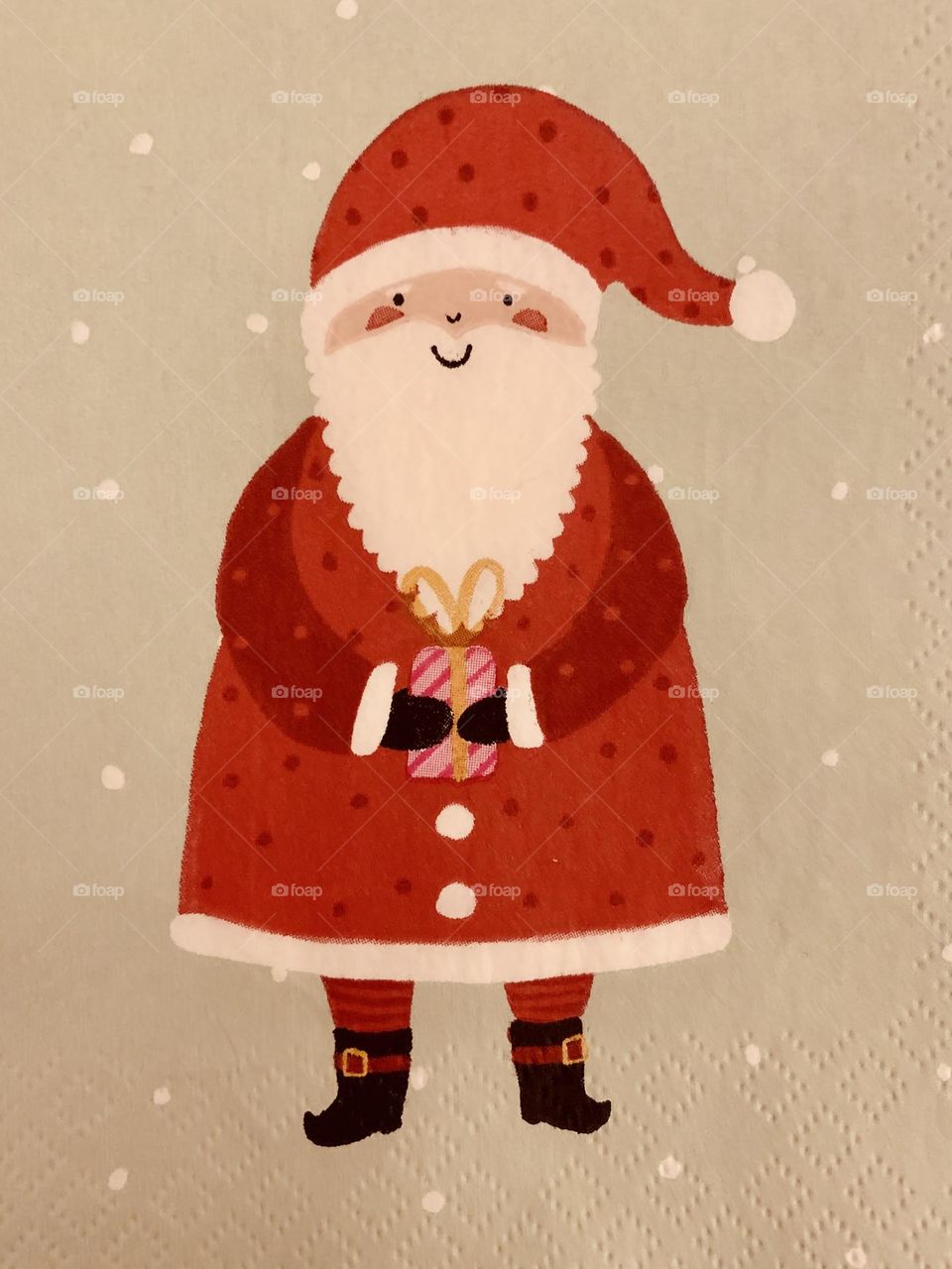 Santa Claus cartoon image on a paper napkin 