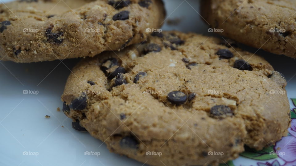 Close-up of chocolate chips cookies