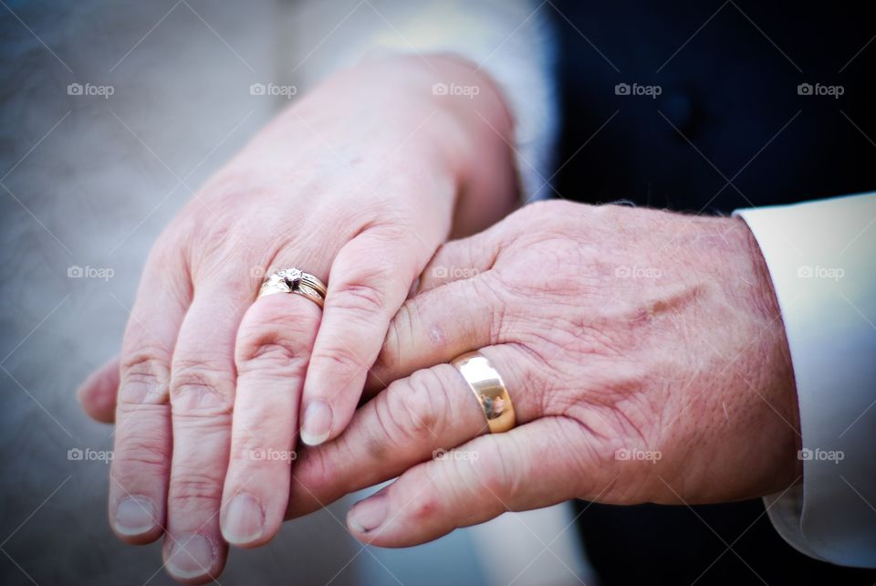 An older couple ties the knot.