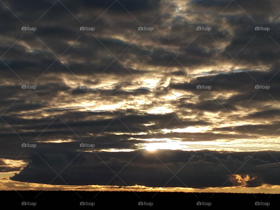 Sunset, Sky, No Person, Storm, Sun