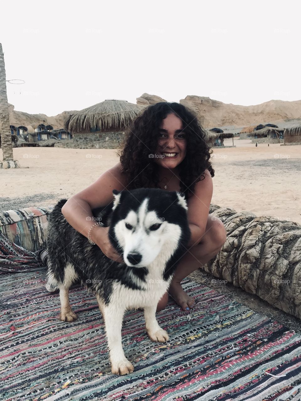 Happy human in the desert.