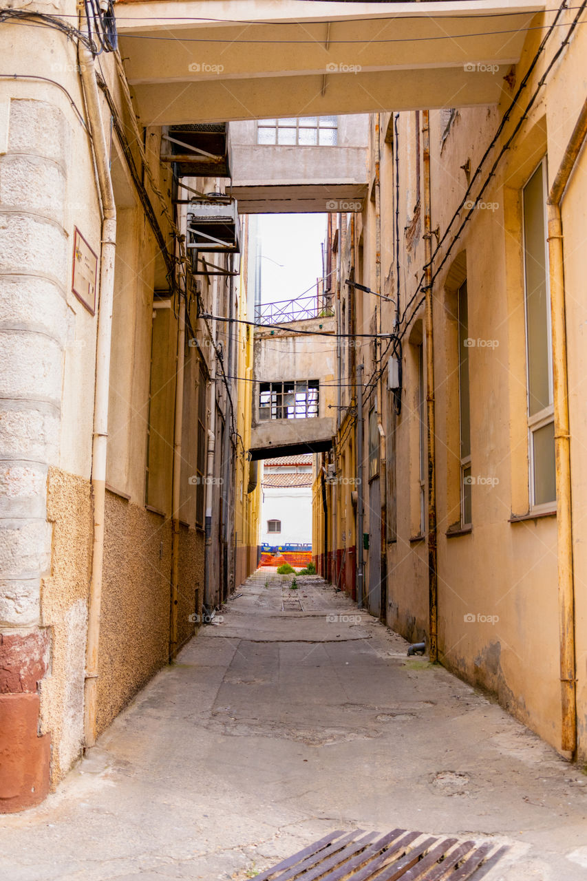 Alley between two factories