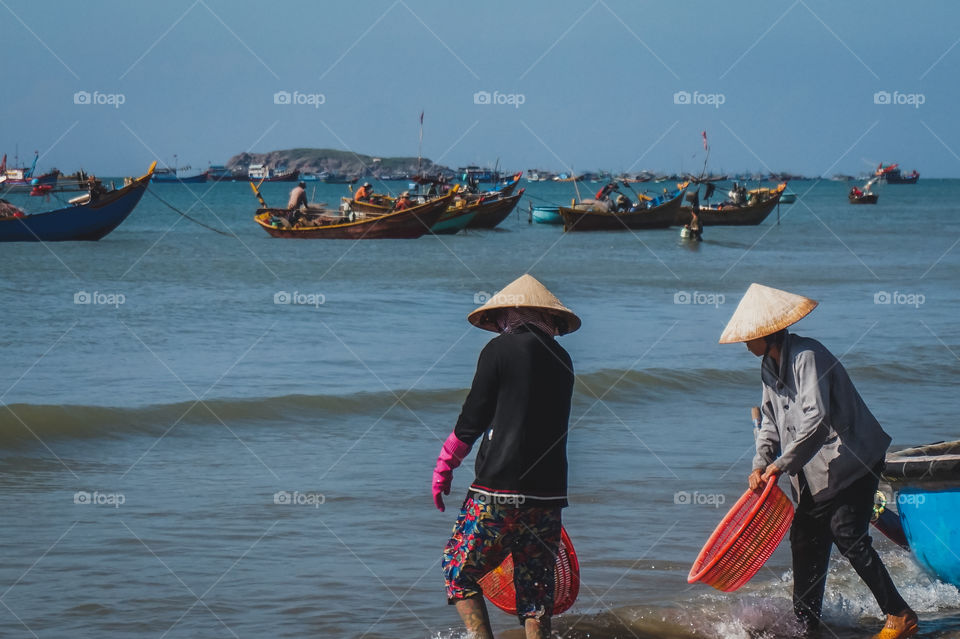 Seaside fish market in Mui Ne, Vietnam 