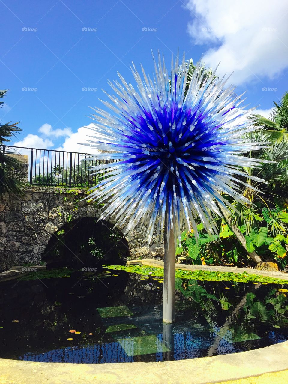 Spikes of glass. Glass blown art at tropical park miami
