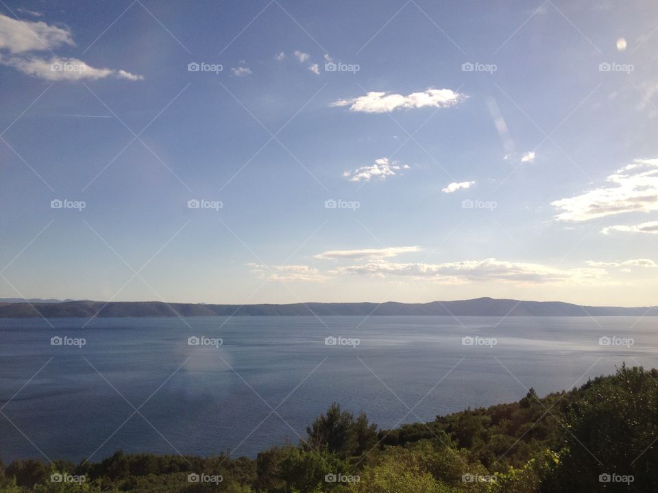 Enoy in nature. View on beautiful sea and islands