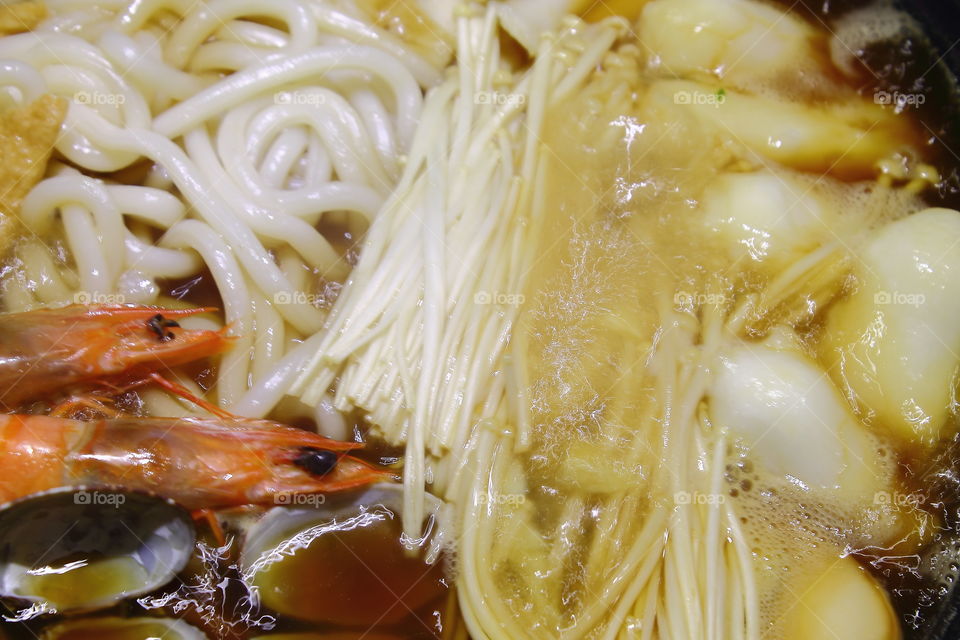 Seafood ragout in a pan