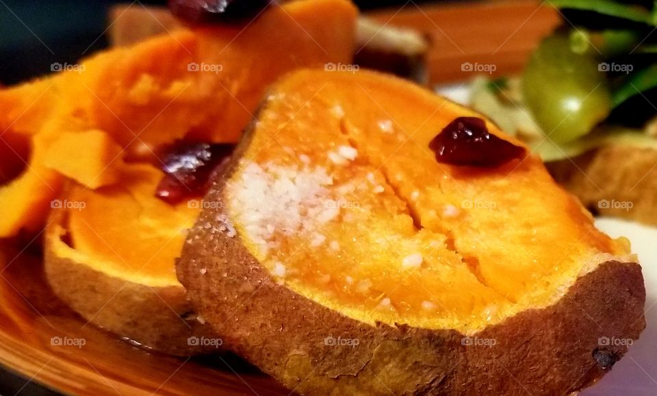 sweet potatoes and cranberries