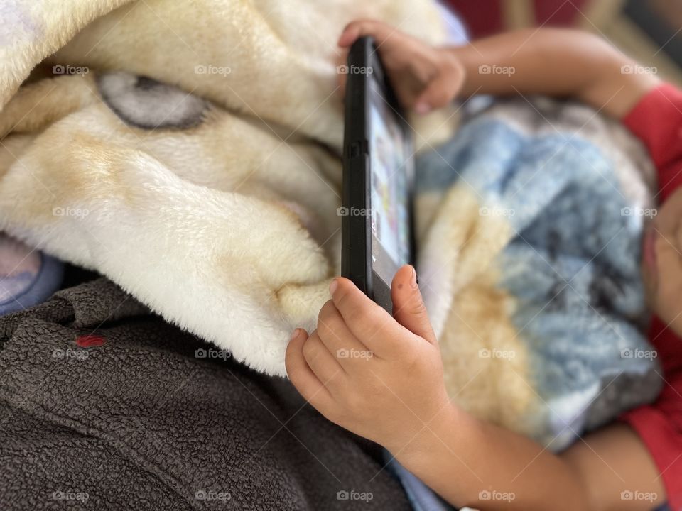 Kids playing with mobile phone 