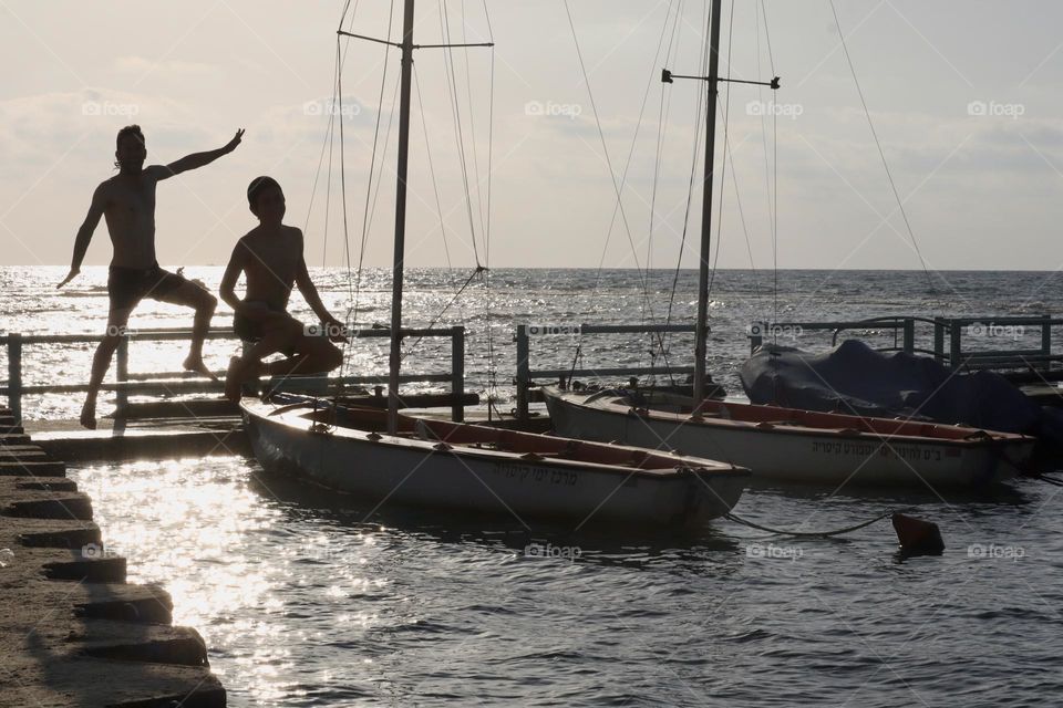 Jumping stunts from the dock