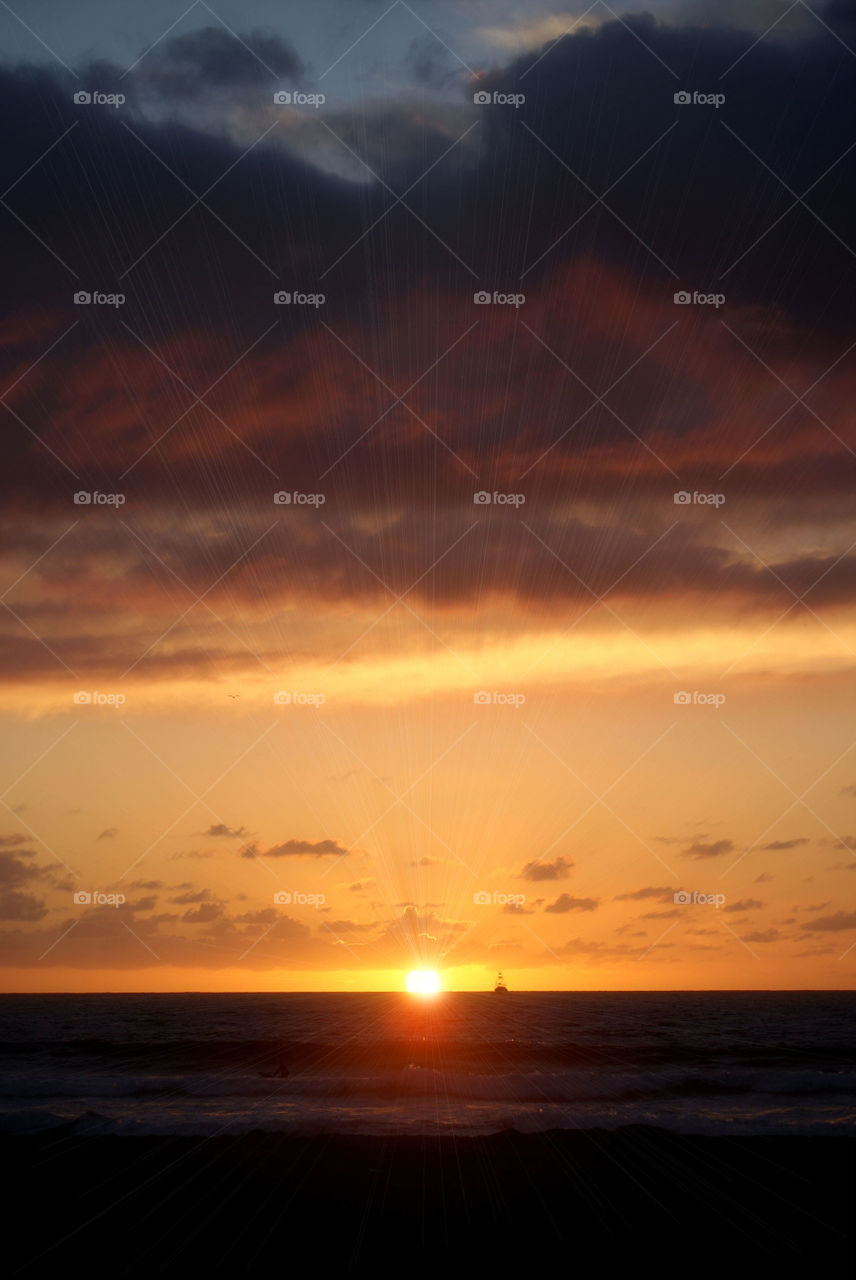 View of beach during sunset