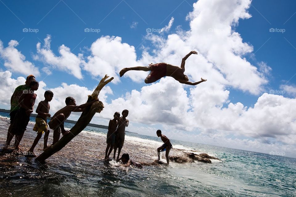 Children Playing in the Water, Papua New Guinea