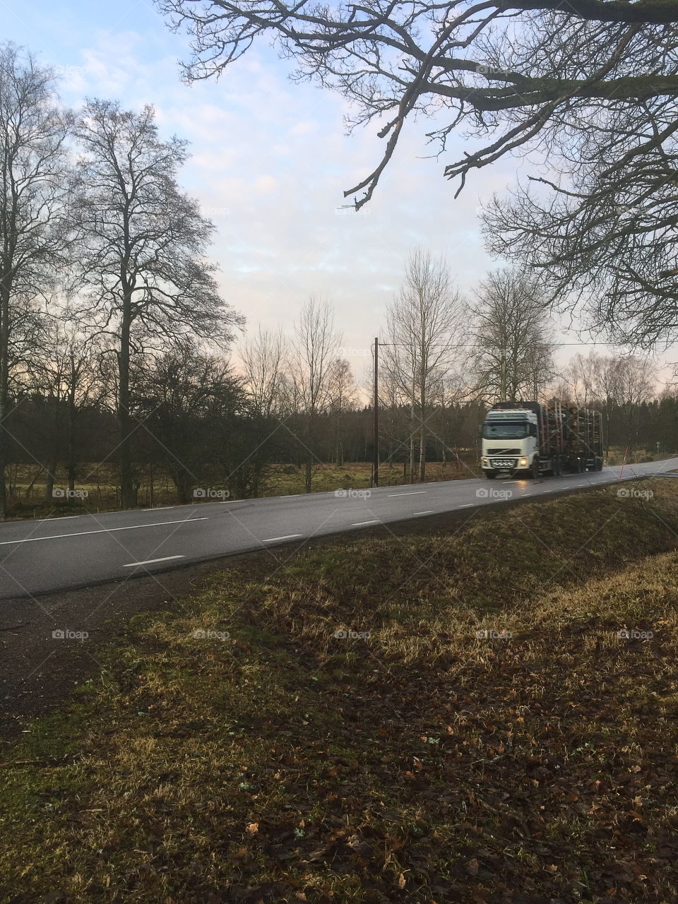 Truck on a small road