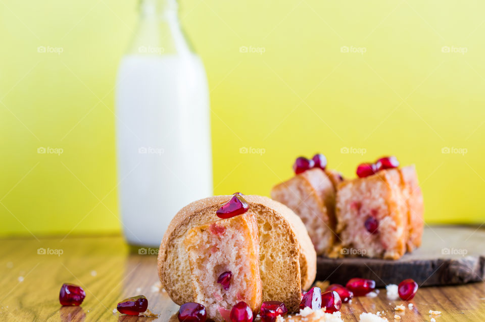 Pomegranate flavoured milk cakes.