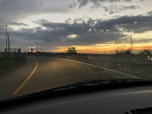 Beautiful sunset on a road trip home. 