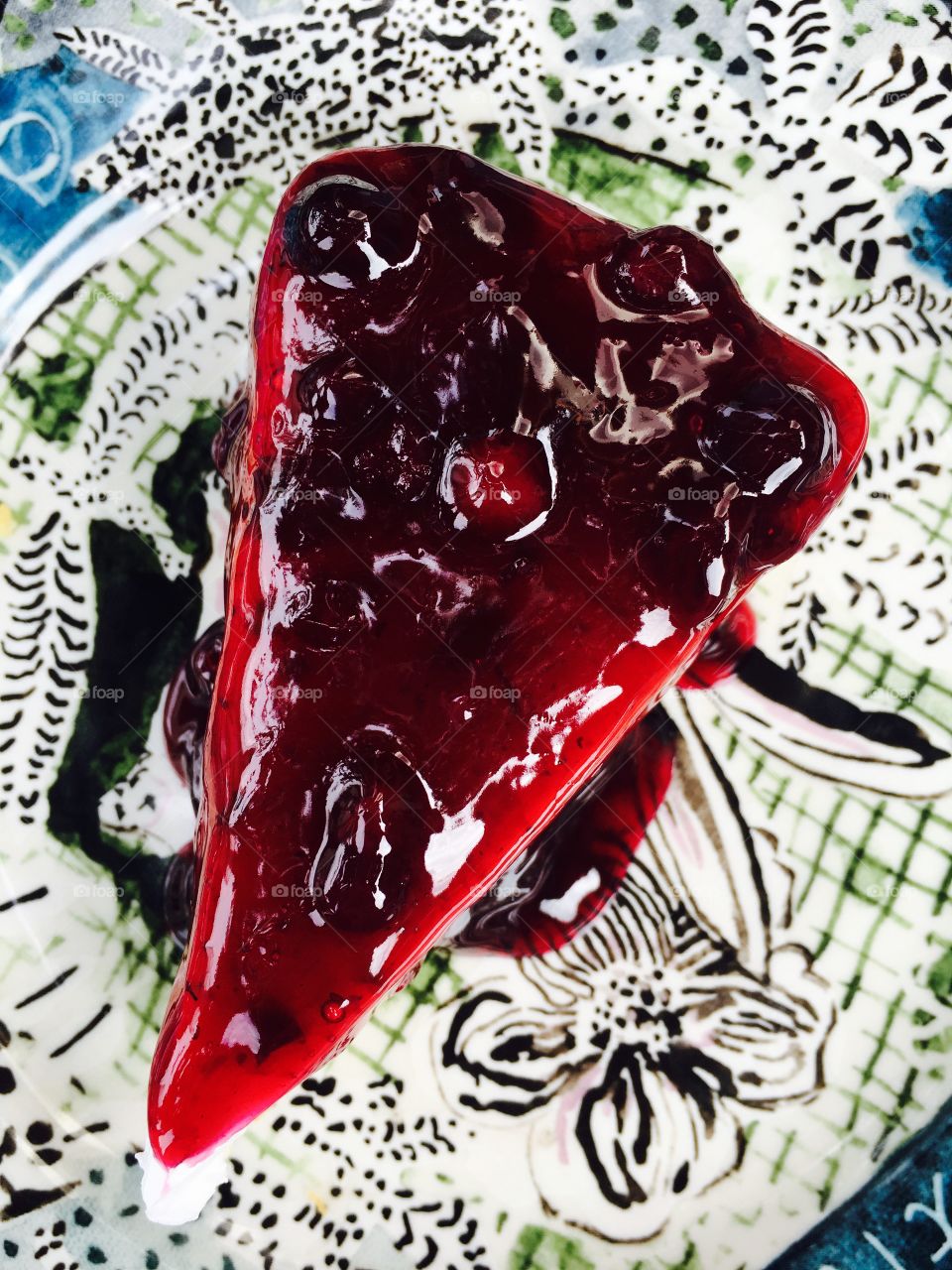 Blueberry cheese cake bakery top view