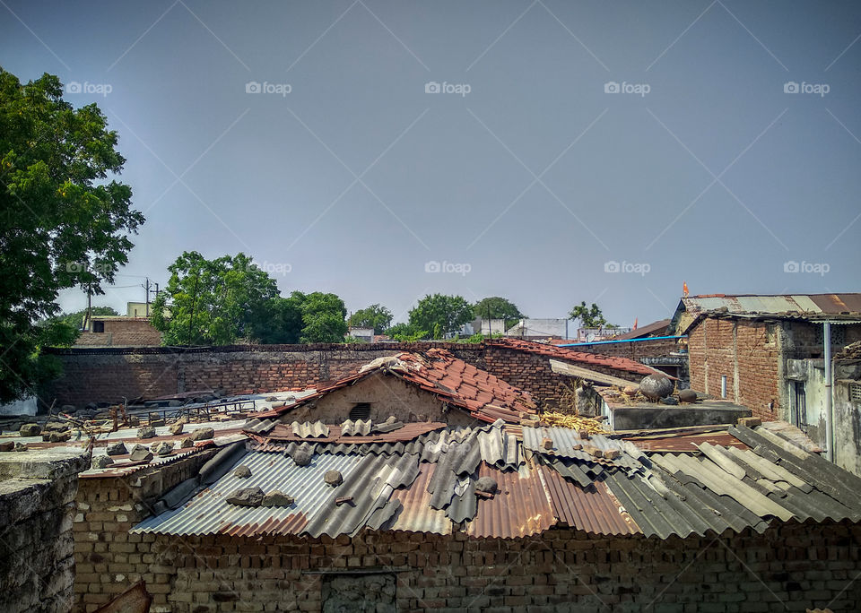 Vintage / Old Houses in the village of India / village - life / clear sky / random click