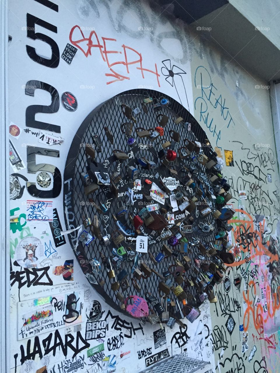 Locks at Wynwood Walls in Miami Florida. urban art