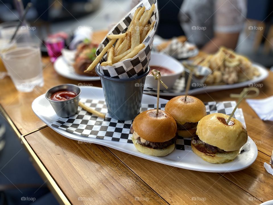 Sliders and fries