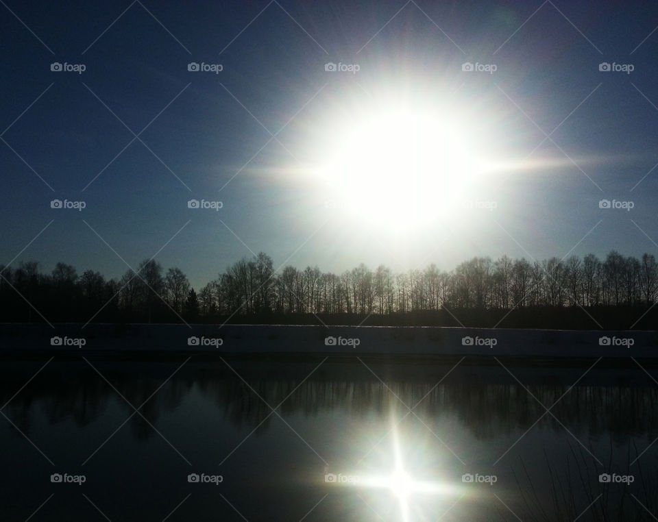 Sun river reflection