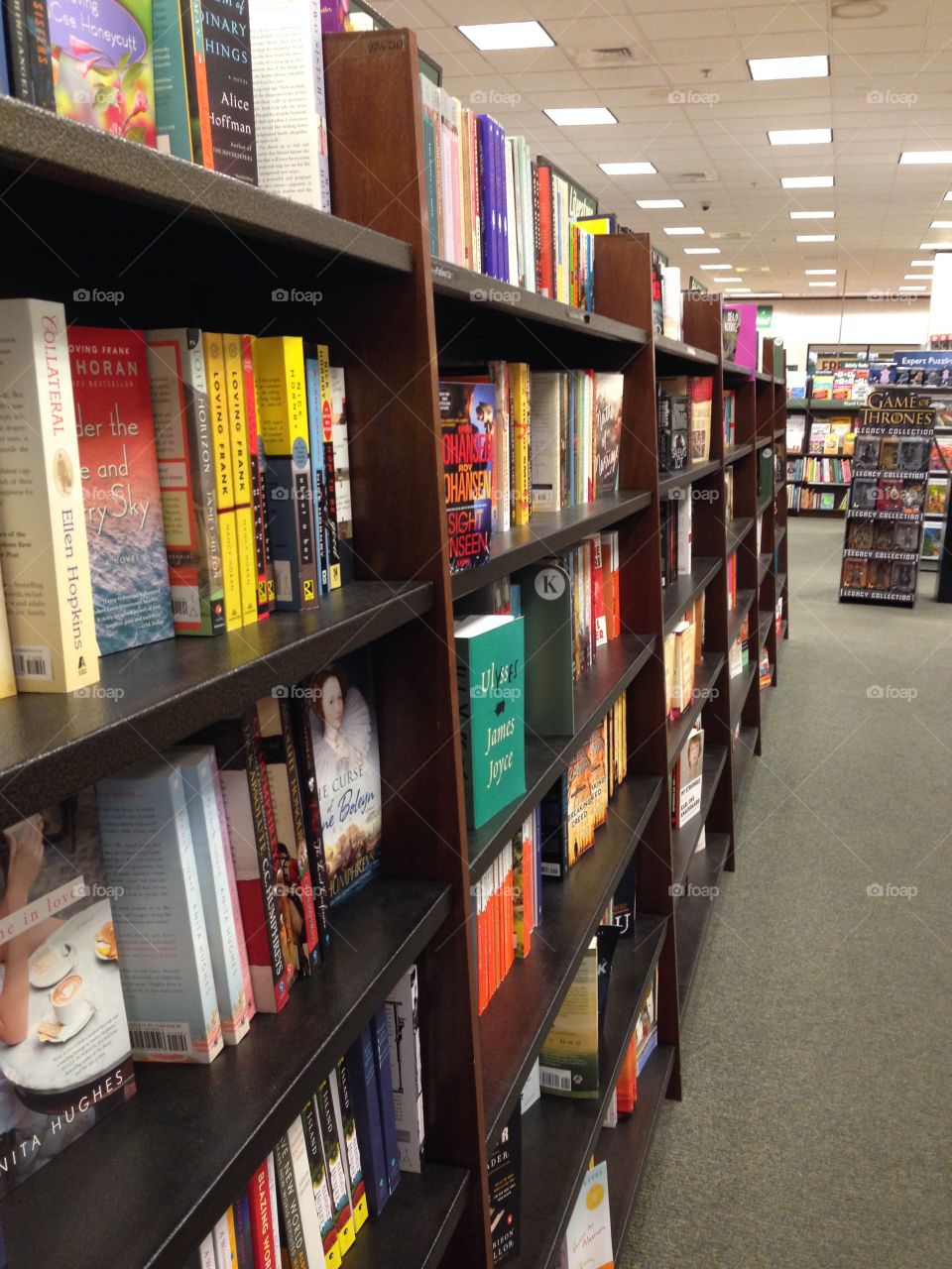 Bookstore shelves. This is a photo from a local bookstore aisle. 