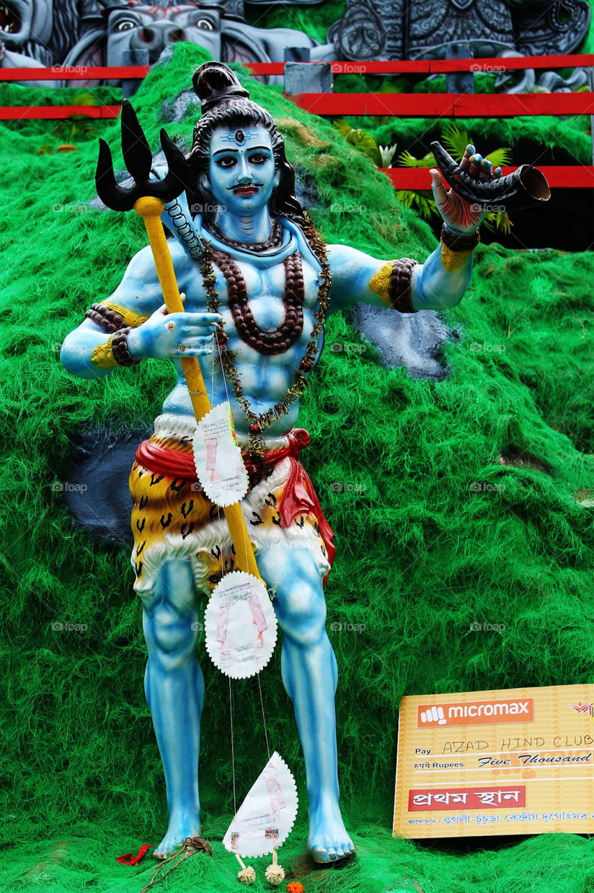 The sculpture of Hindu God Mahadev