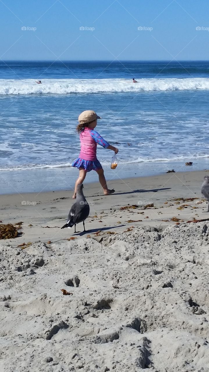 Child Chasing Seagull