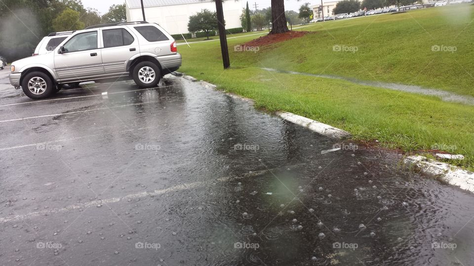 Flooded Parking Lot. Taken during rain storm on CSU campus in North Charleston.