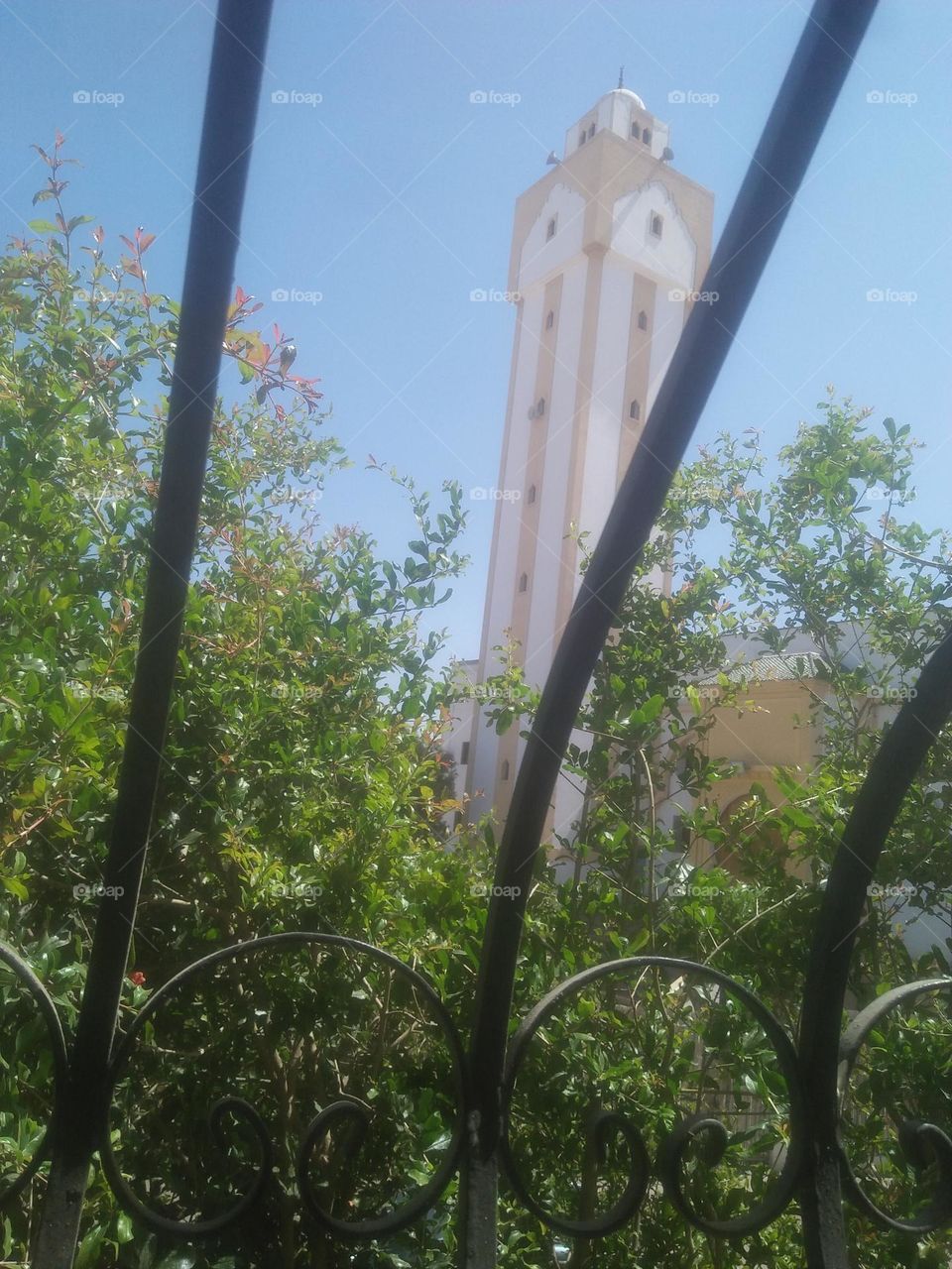 Beautiful minaret mosque in agadir city in morocco.