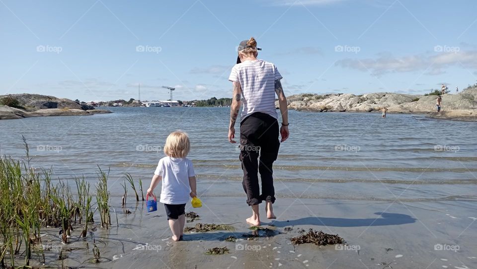 Mother and child at the beach
