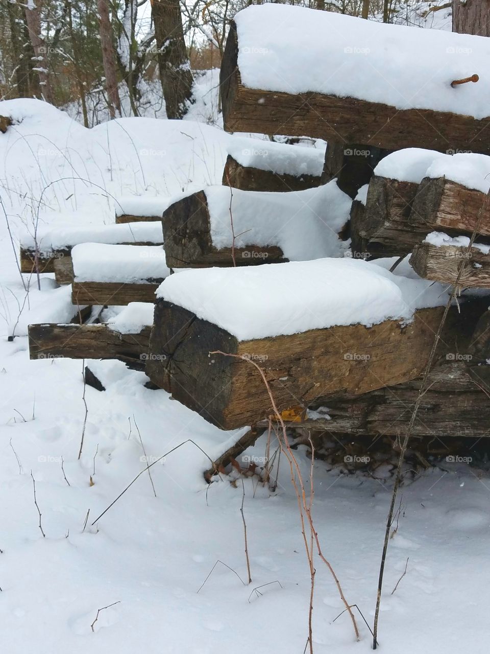 Snowy Railroad Ties