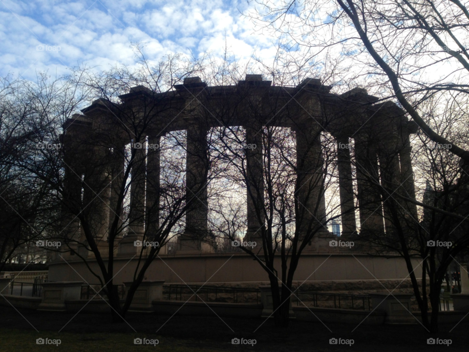 sky city clouds trees by mengzishiliu