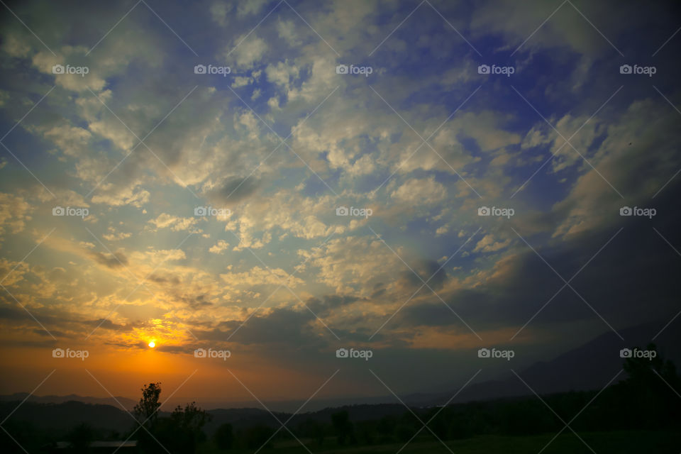Silhouette of mountain during sunset