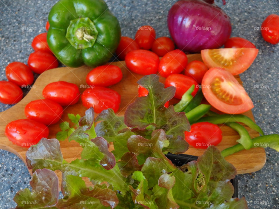 Fresh and colorful salad ingredients